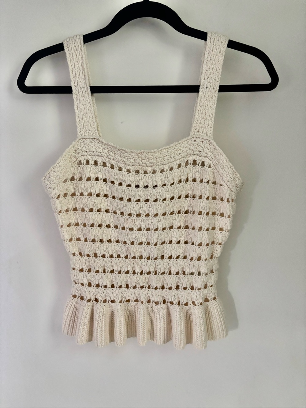 J. Crew Cream Crochet Peplum Tank Top